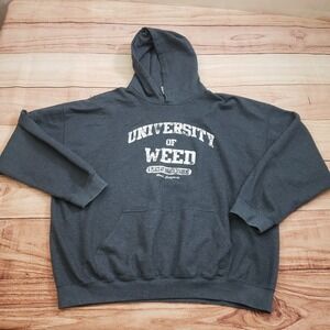 University Of Weed Men 2XL XXL Gray‎ Marijuana 420 Sweatshirt Hoodie Skate Adult